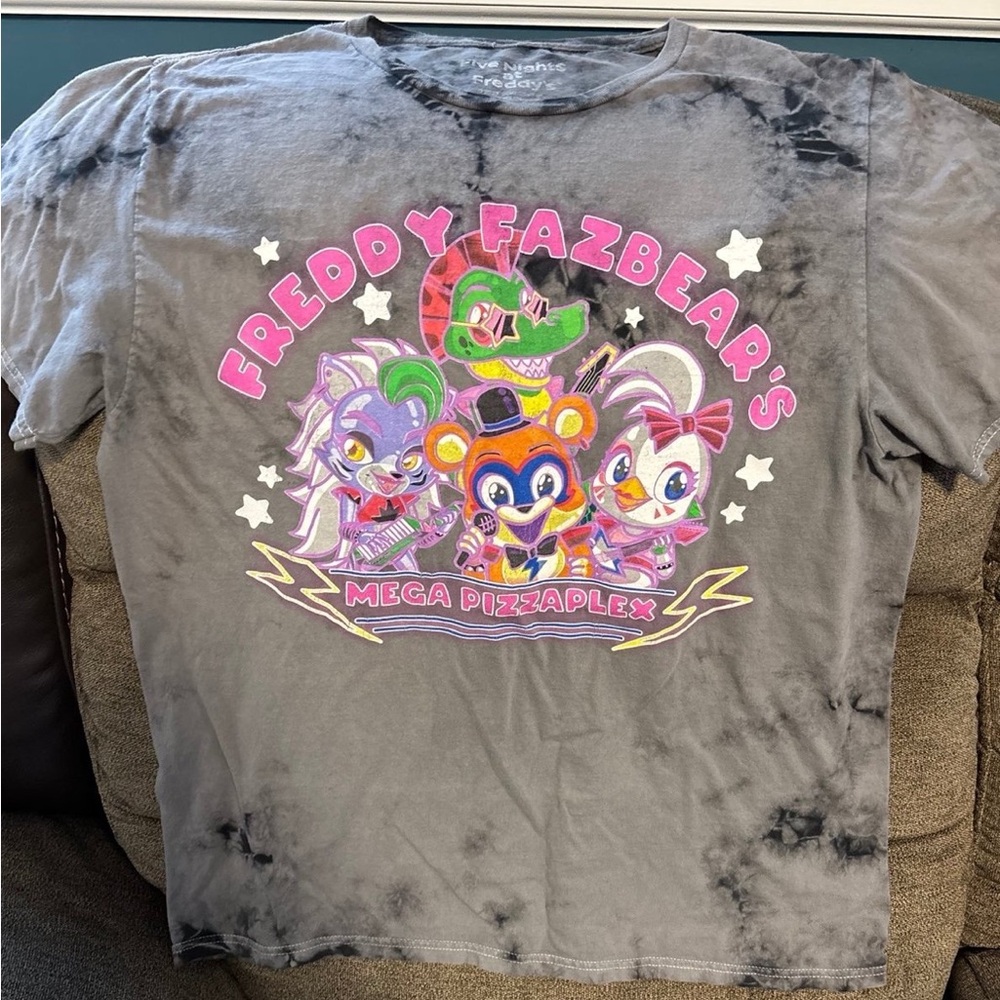 FNAF Grey Tie-Dye Graphic Tee - Freddy Fazbear - Picture 1 of 4